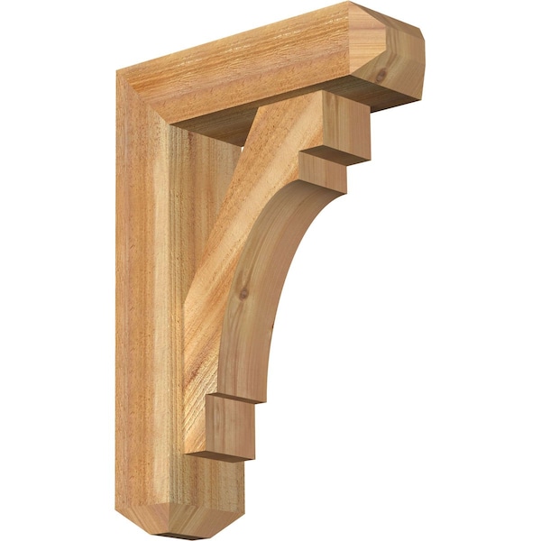 Ekena Millwork Merced Craftsman Rough Sawn Bracket w/ Offset Brace, Western Red Cedar, 6"W x 18"D x 26"H BKT0604X18X26MRC04RWR - main